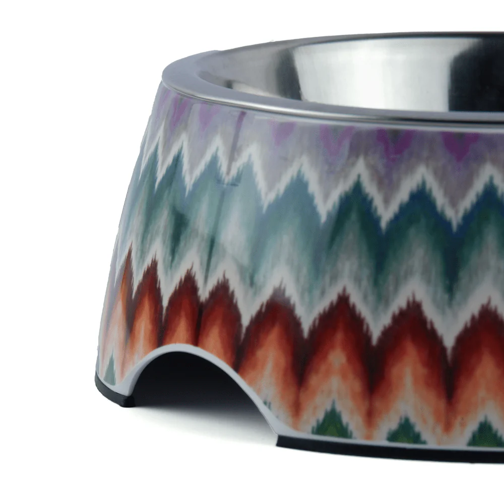 Basil Multizig Print Melamine Bowl for Dogs and Cats - Image 2