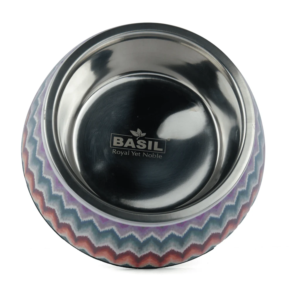 Basil Multizig Print Melamine Bowl for Dogs and Cats - Image 4