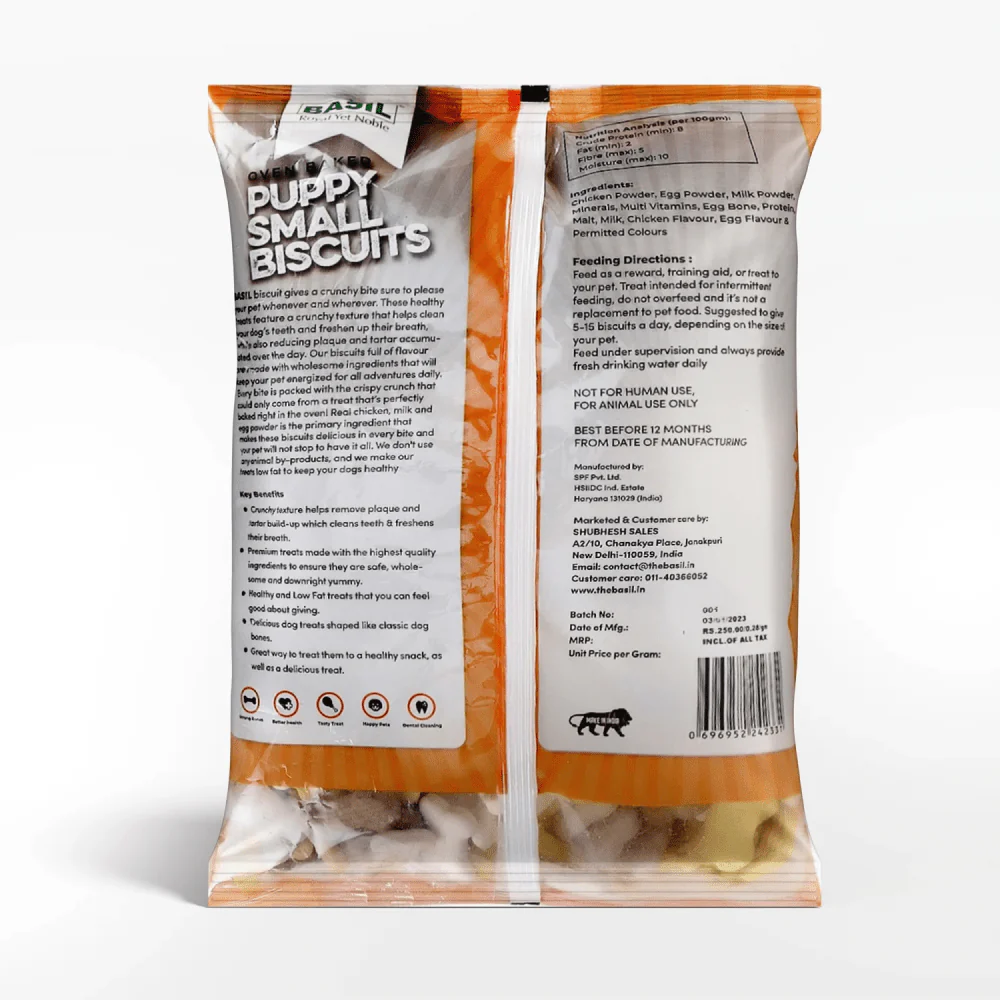 Basil Non Veg Bone Shaped Puppy Biscuits - Image 4