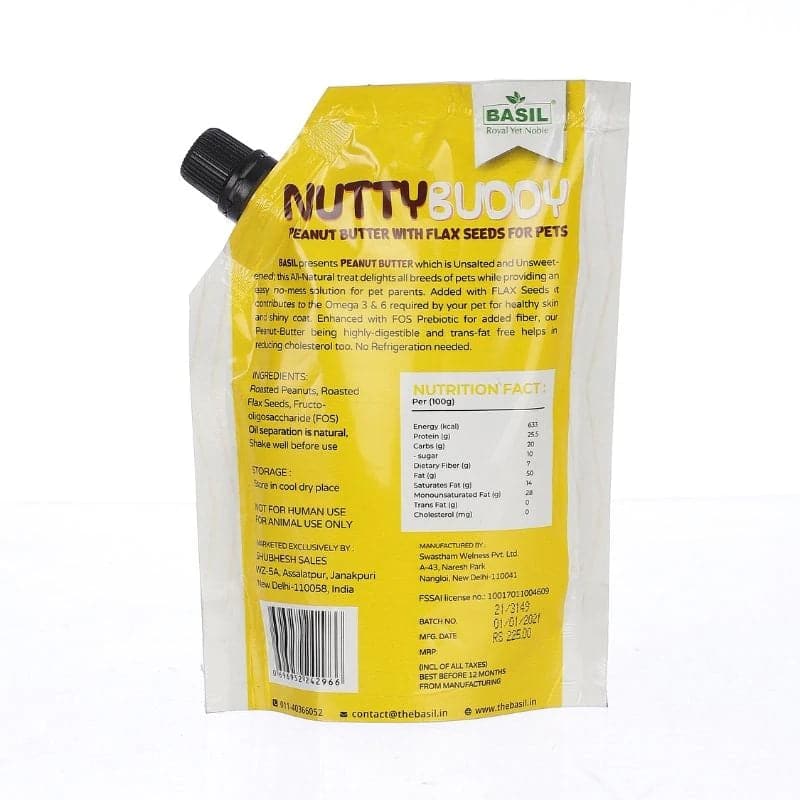 Basil Nutty Buddy Peanut Butter with Flax Seeds For Dogs - Image 3