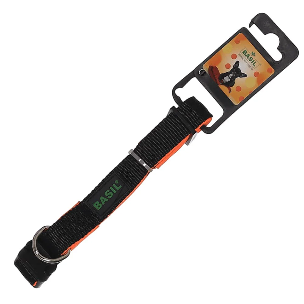 Basil Nylon Padded Collar for Dogs (Black/Orange) - Image 3