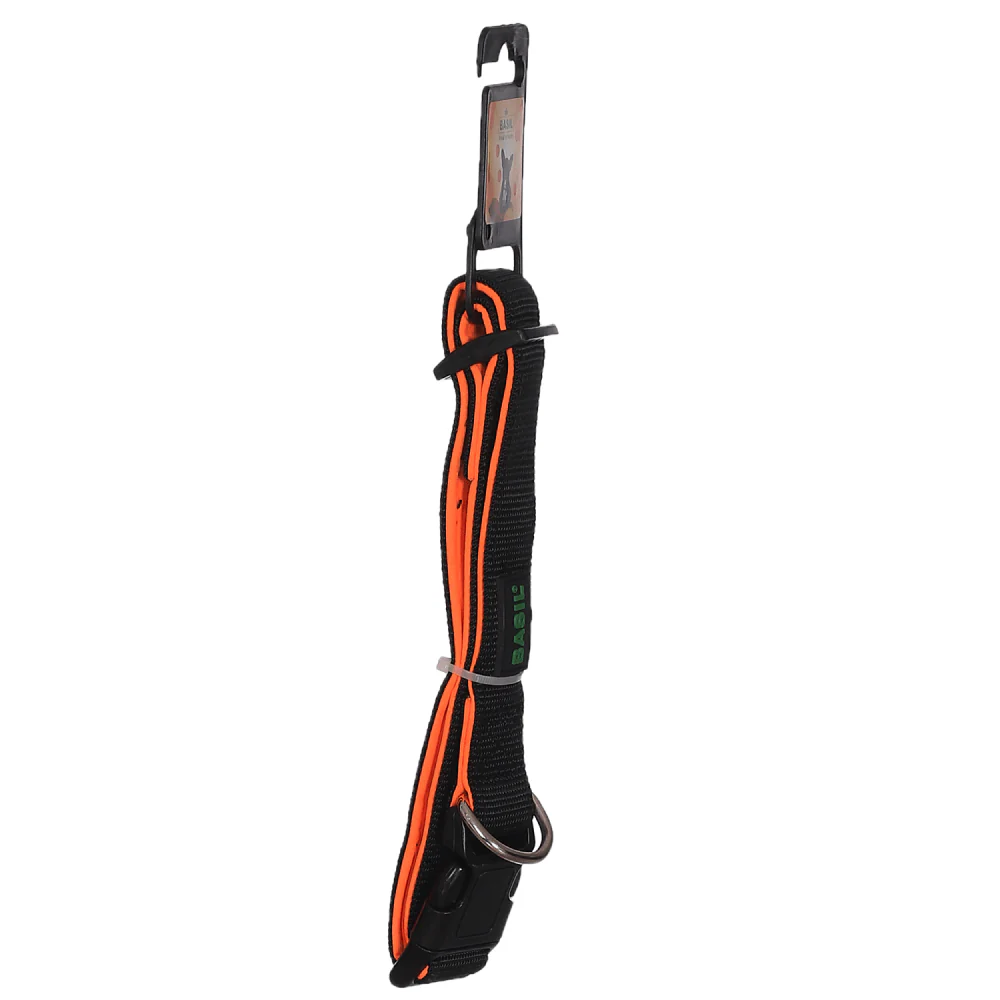 Basil Nylon Padded Collar for Dogs (Black/Orange) - Image 4