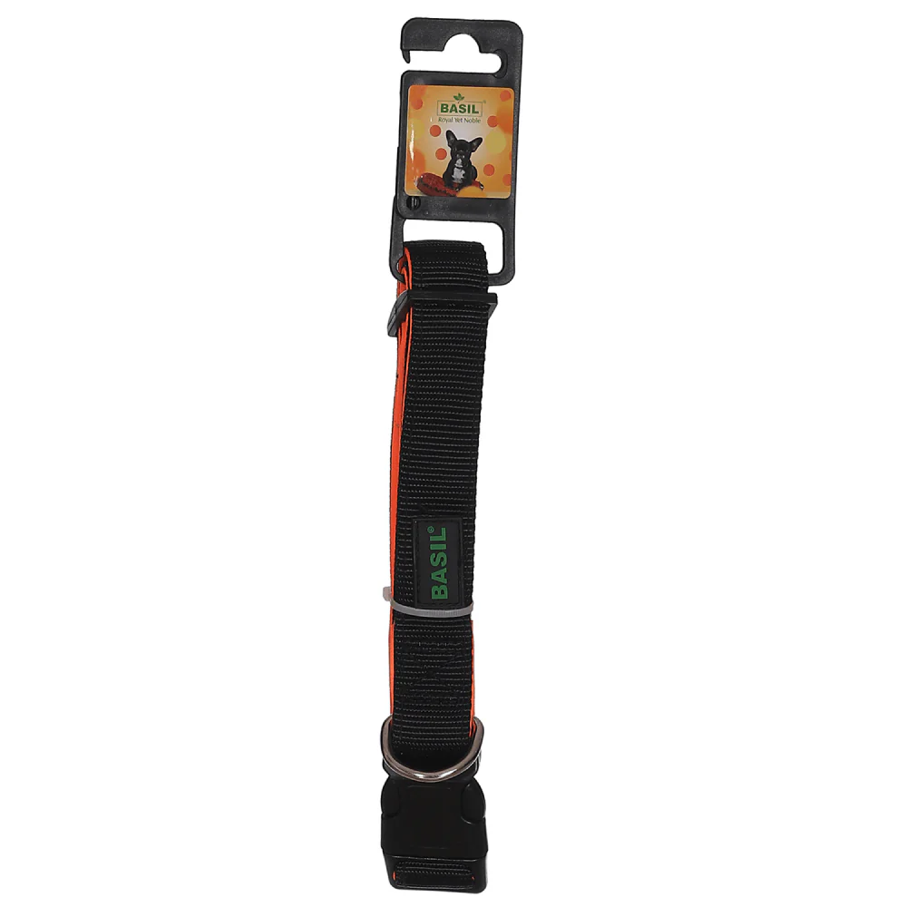Basil Nylon Padded Collar for Dogs (Black/Orange) - Image 5