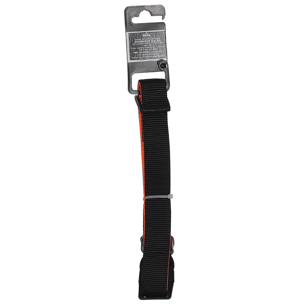 Basil Nylon Padded Collar for Dogs (Black/Orange) - Image 6