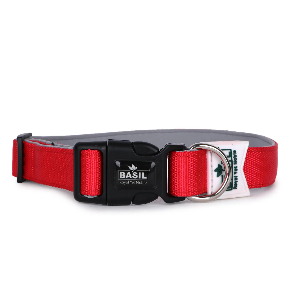 Basil Nylon Padded Collar for Dogs (Red) - Image 4
