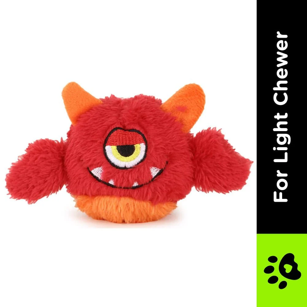 Basil Plush Monster Ball Toy with Squeaky Ball Inside for Dogs and Cats | For Medium Chewers (Red) - Image 2