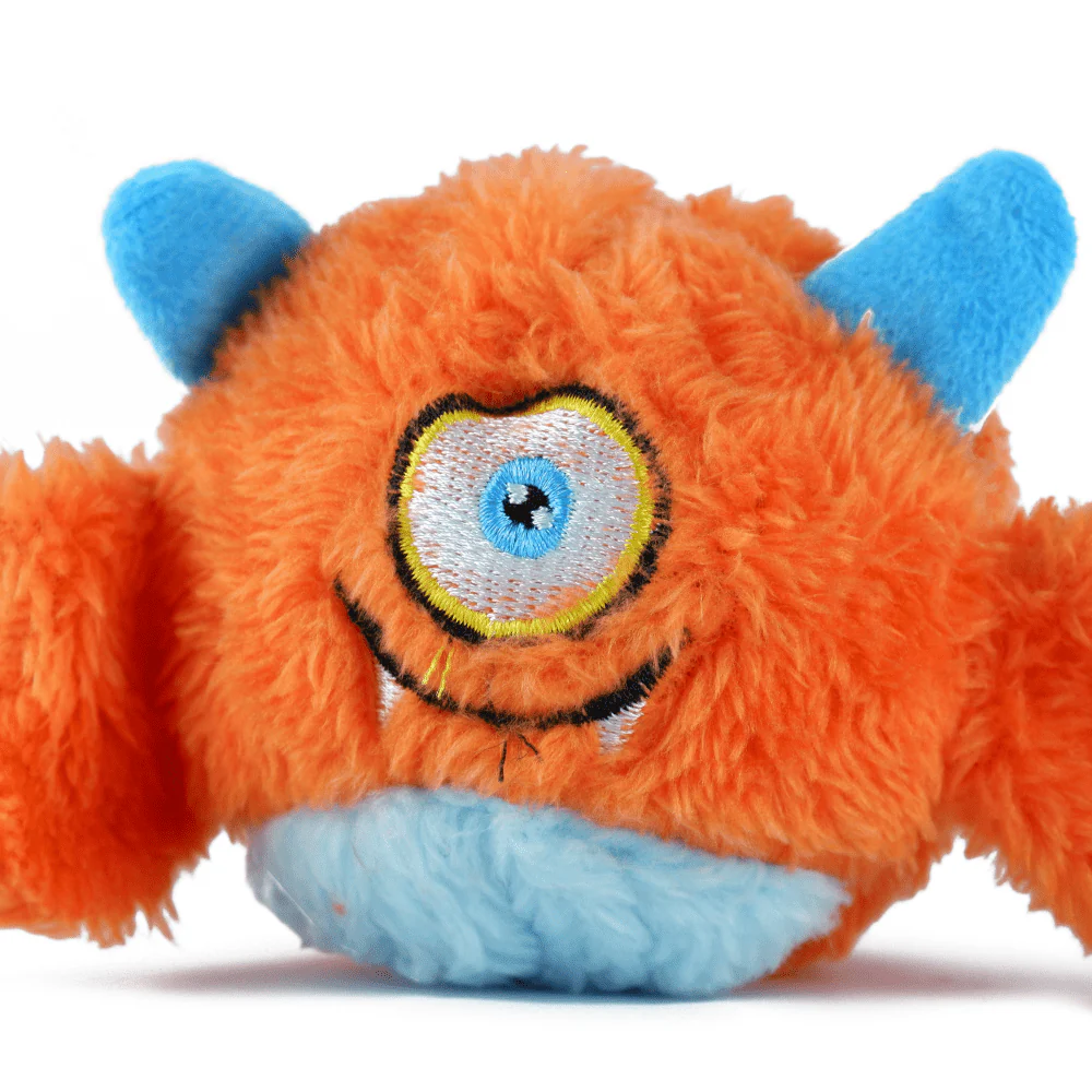 Basil Plush Monster Ball Toy with Squeaky Ball Inside for Dogs and Cats | For Medium Chewers (Orange) - Image 3