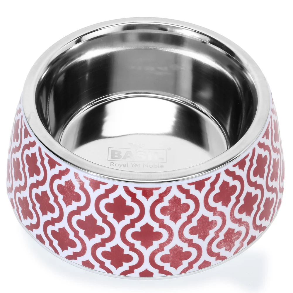 Basil Red Indie Print Melamine Bowl for Dogs and Cats - Image 3