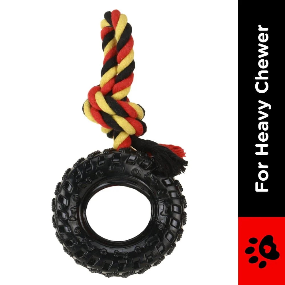 Basil Rubber Tyre with Cotton Rope for Dogs - Image 2