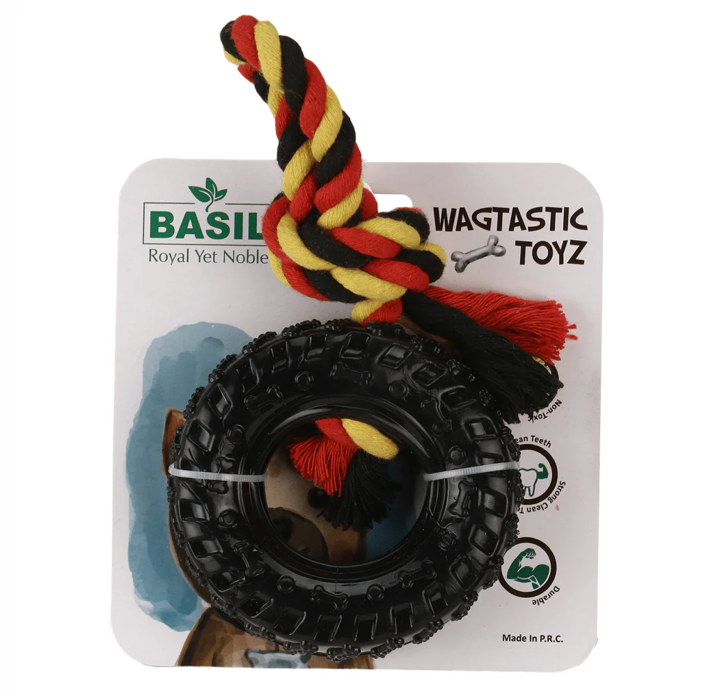 Basil Rubber Tyre with Cotton Rope for Dogs - Image 5