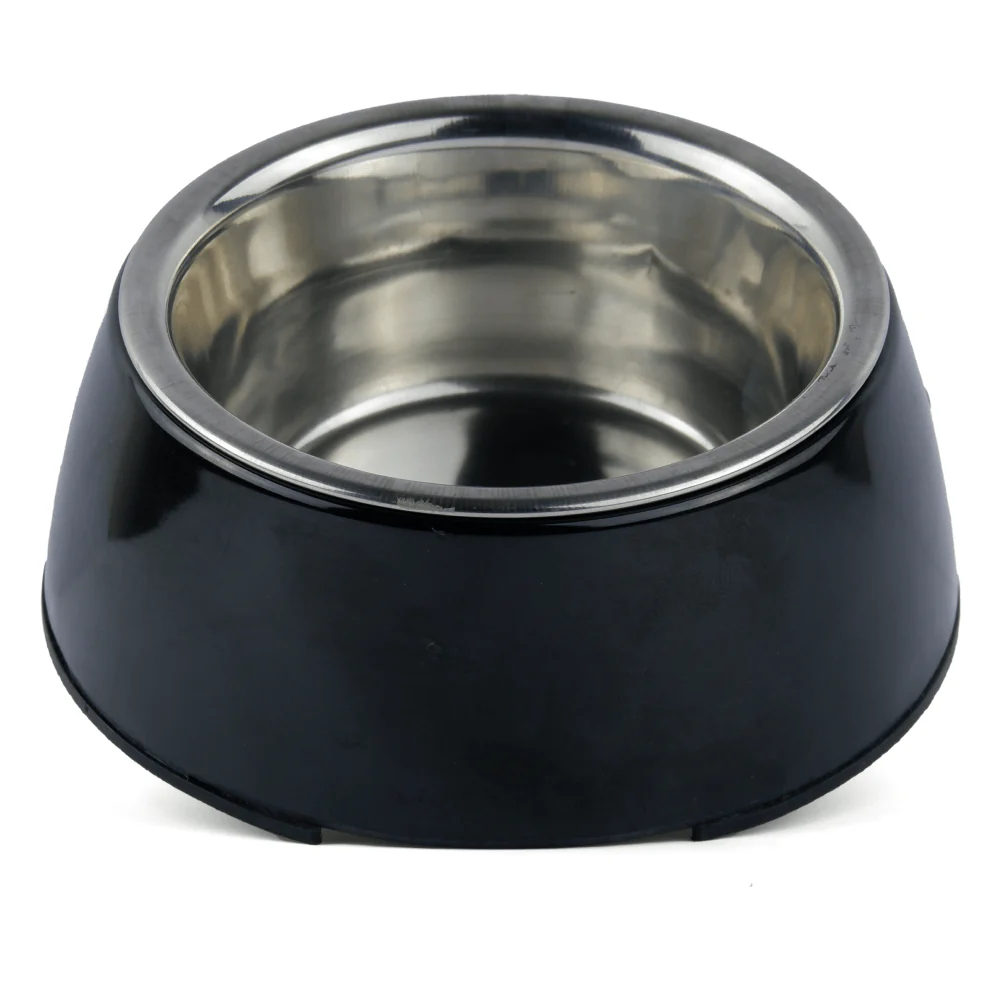 Basil Solid Color Melamine Bowl for Dogs and Cats (Black) - Image 2