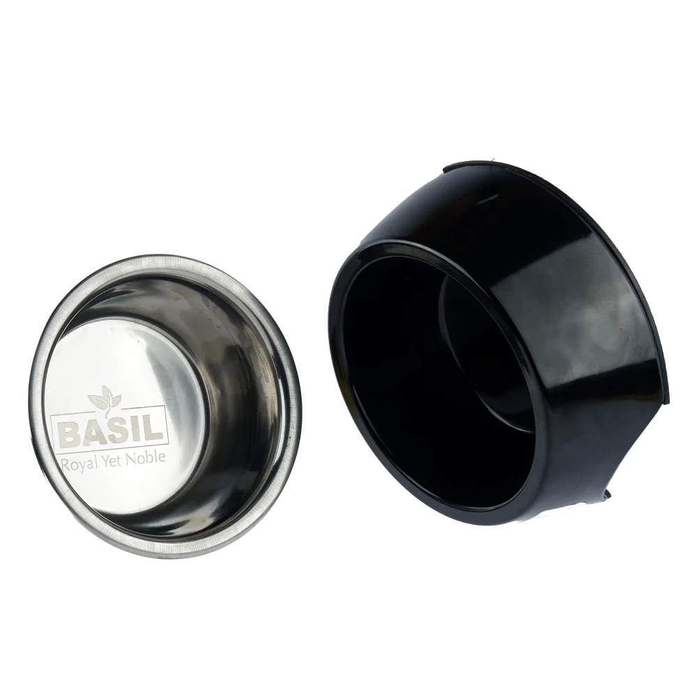 Basil Solid Color Melamine Bowl for Dogs and Cats (Black) - Image 4