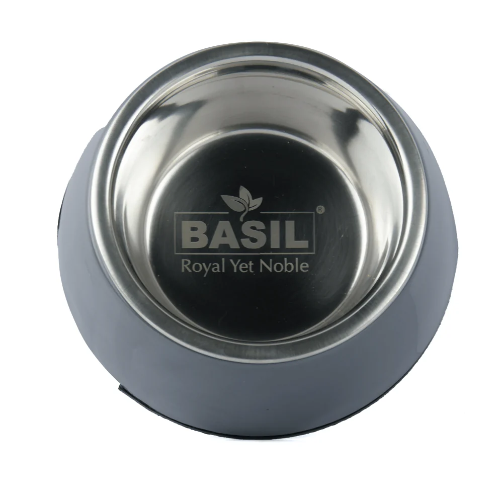 Basil Solid Color Melamine Bowl for Dogs and Cats (Grey) - Image 4