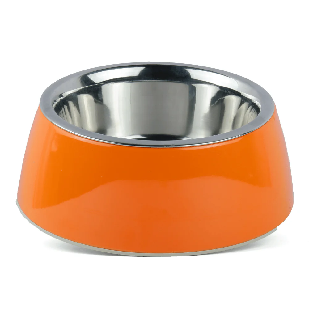 Basil Solid Color Melamine Bowl for Dogs and Cats (Orange) - Image 2