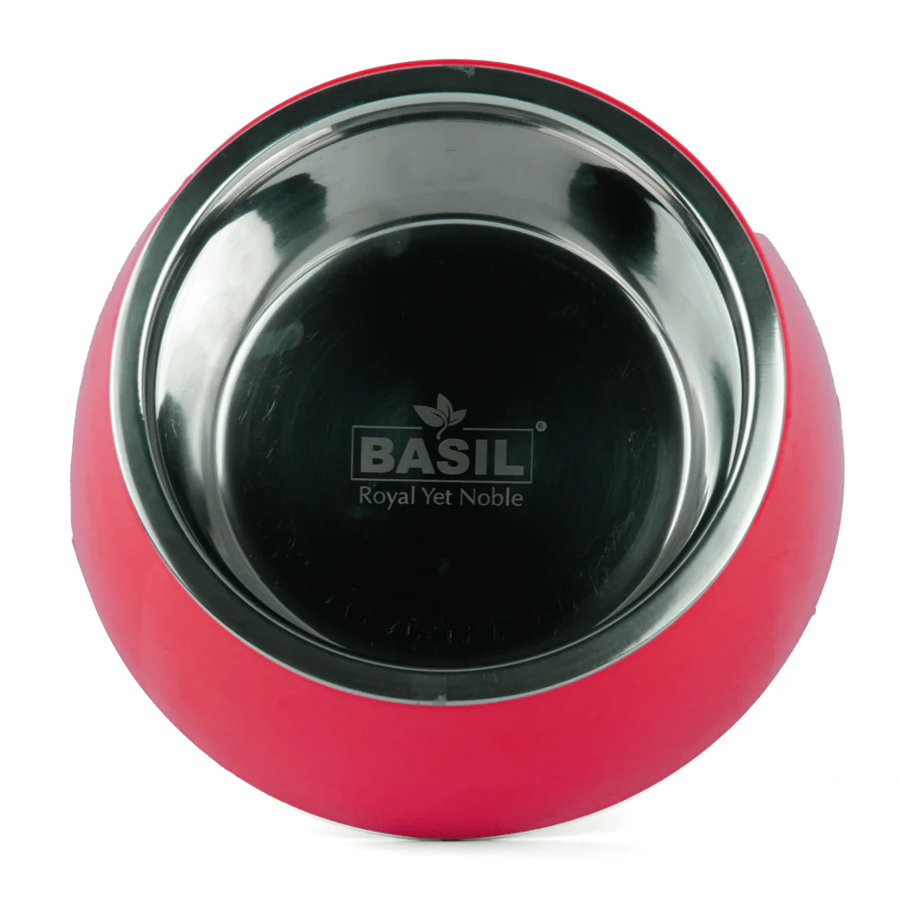 Basil Solid Color Melamine Bowl for Dogs and Cats (Red) - Image 3