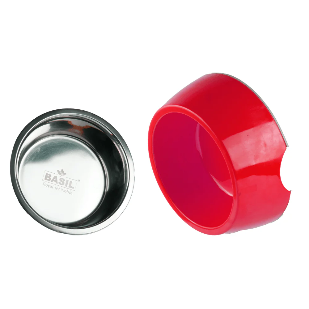 Basil Solid Color Melamine Bowl for Dogs and Cats (Red) - Image 4