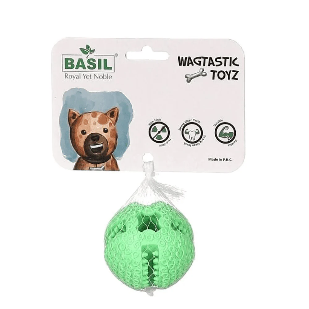 Basil Squeaky Rubber Ball and Treat Dispensing Solid Chew Ball Toys Combo for Dogs - Image 6