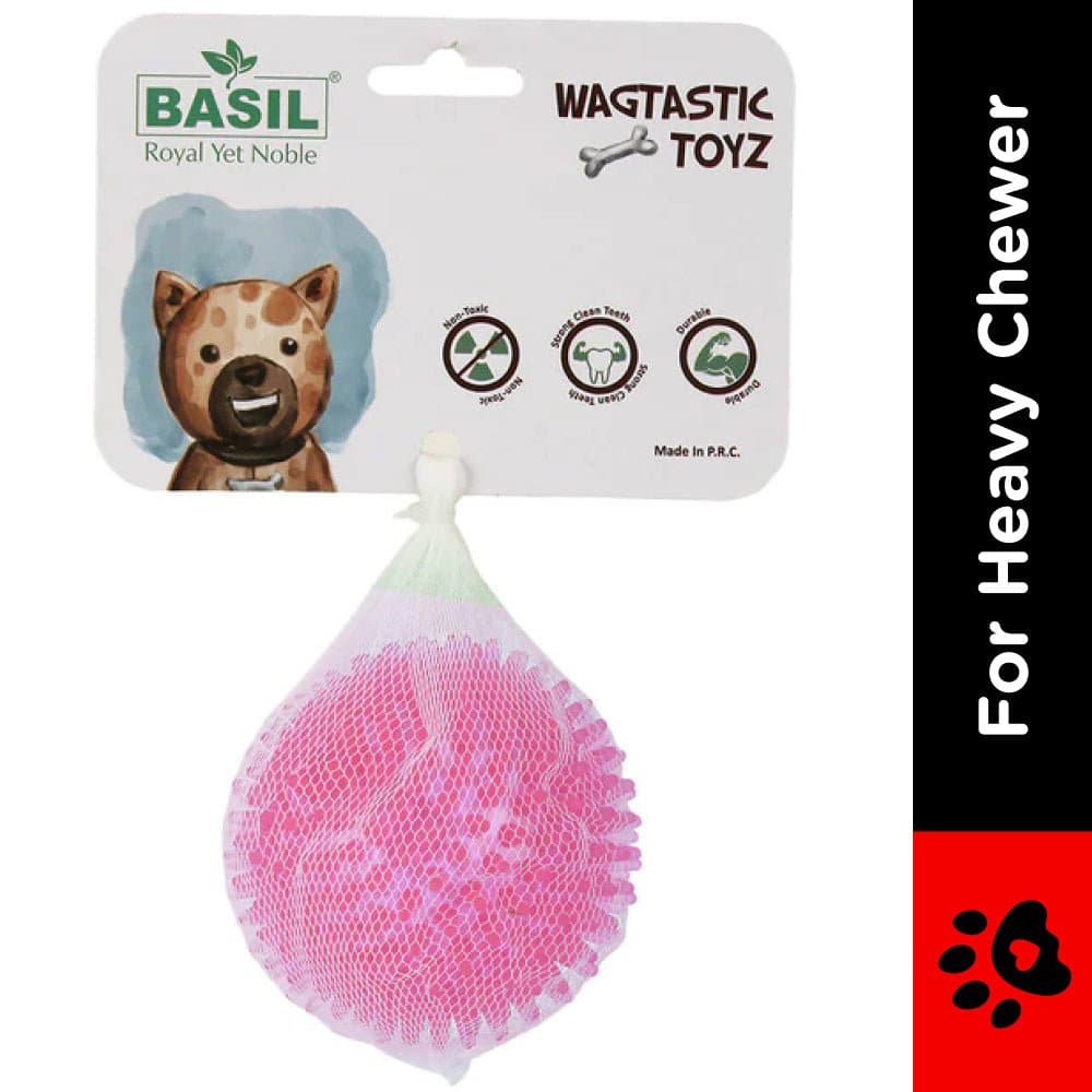 Basil Squeaky Rubber Ball Toy for Dogs (Pink) - Image 2