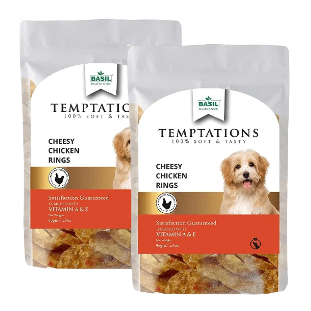 Basil Temptations Cheesy Chicken Rings Dog Treat - Image 2