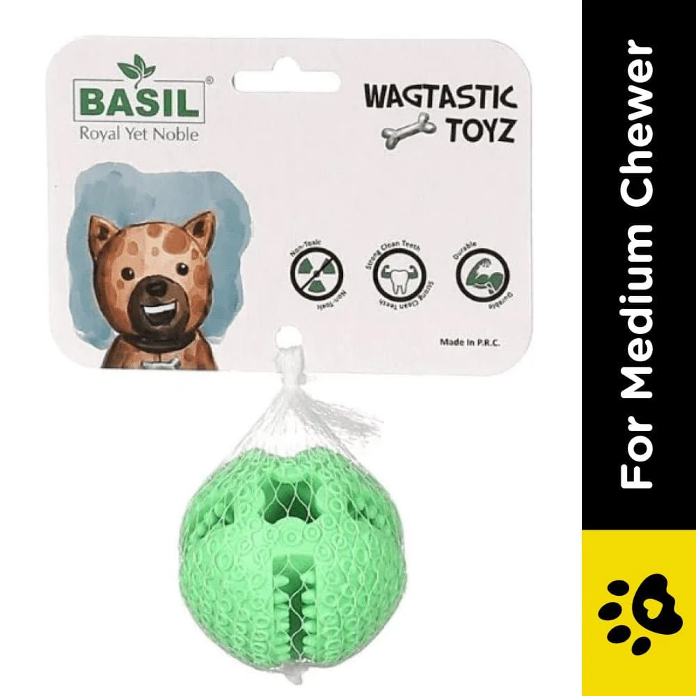 Basil Treat Dispensing Solid Chew Ball Toy for Dogs (Green) - Image 2
