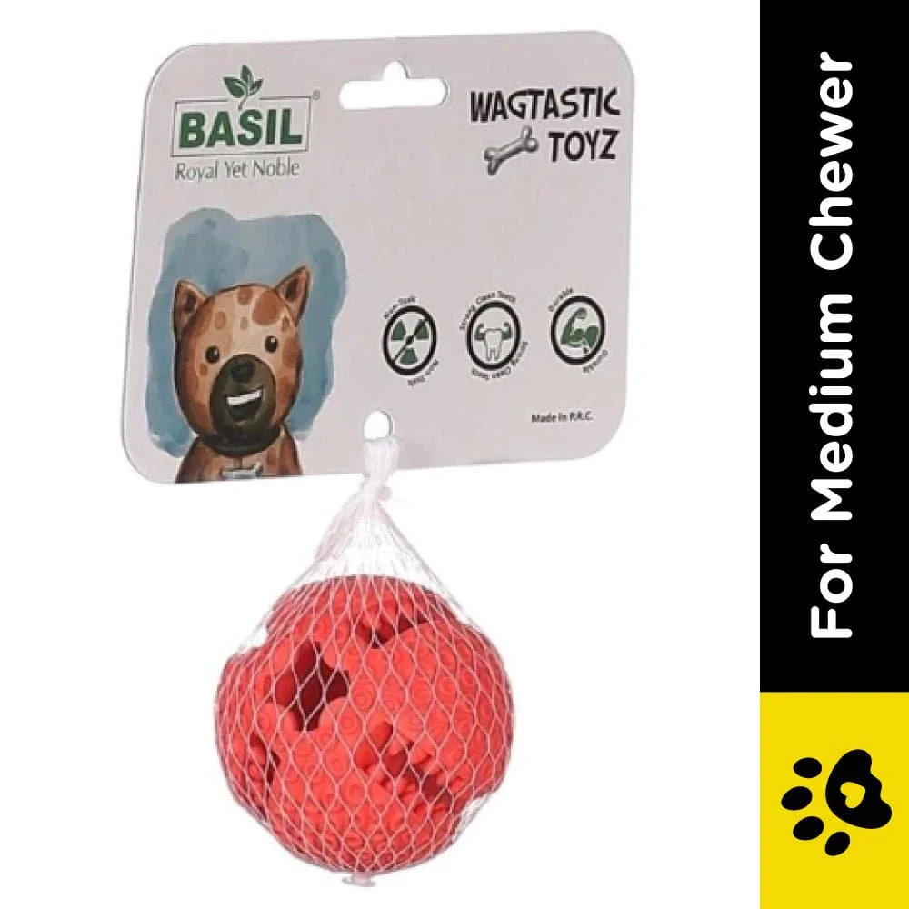 Basil Treat Dispensing Solid Chew Ball Toy for Dogs (Orange) - Image 2