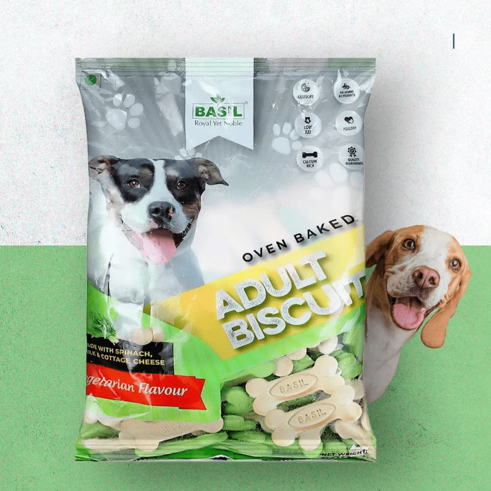 Basil Veg Bone Shaped Adult Dog Biscuits - Image 2