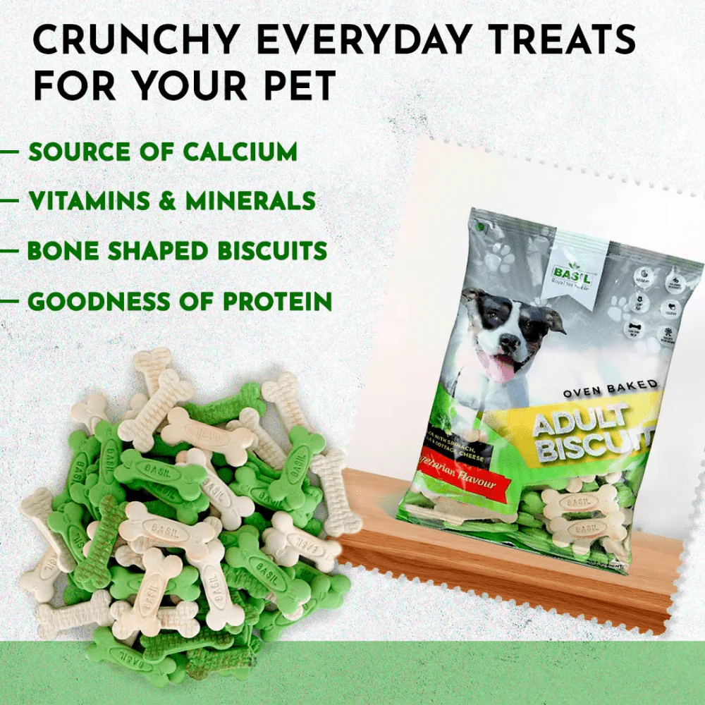 Basil Veg Bone Shaped Adult Dog Biscuits - Image 3