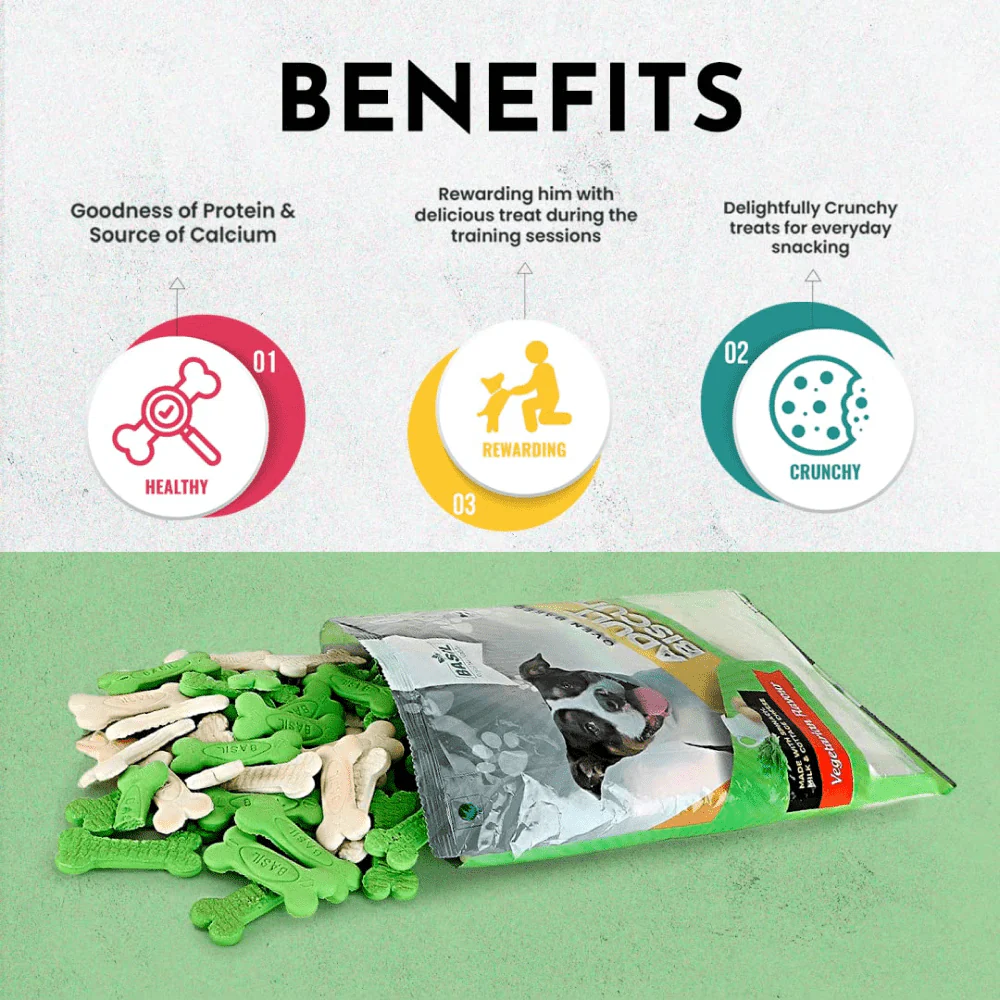 Basil Veg Bone Shaped Adult Dog Biscuits - Image 5