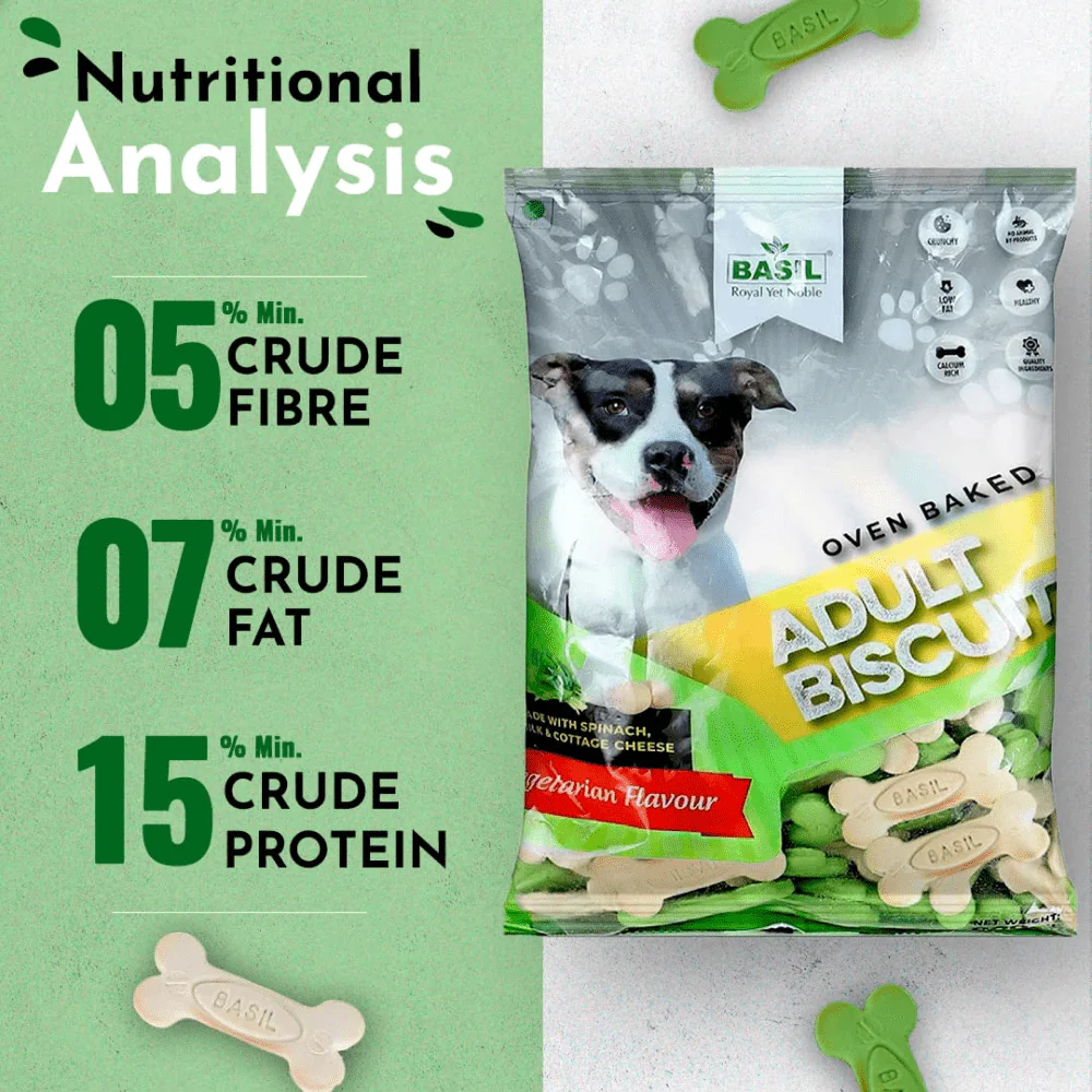 Basil Veg Bone Shaped Adult Dog Biscuits - Image 6