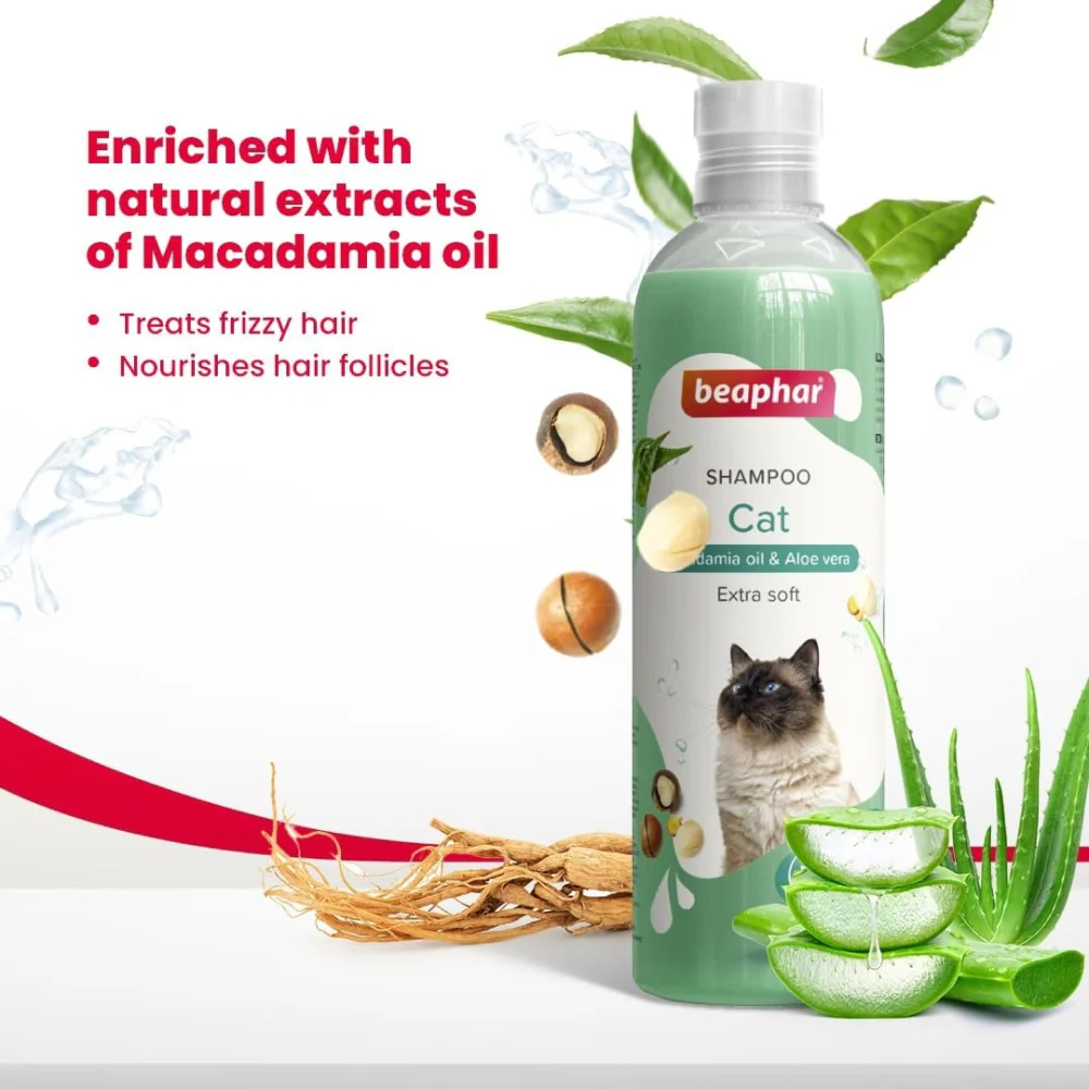 Beaphar Macadamia Oil & Aloe Vera Dryness & Itch Relief Shampoo for Cats - Image 3