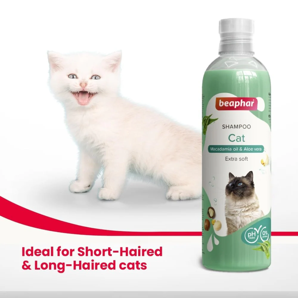 Beaphar Macadamia Oil & Aloe Vera Dryness & Itch Relief Shampoo for Cats - Image 4