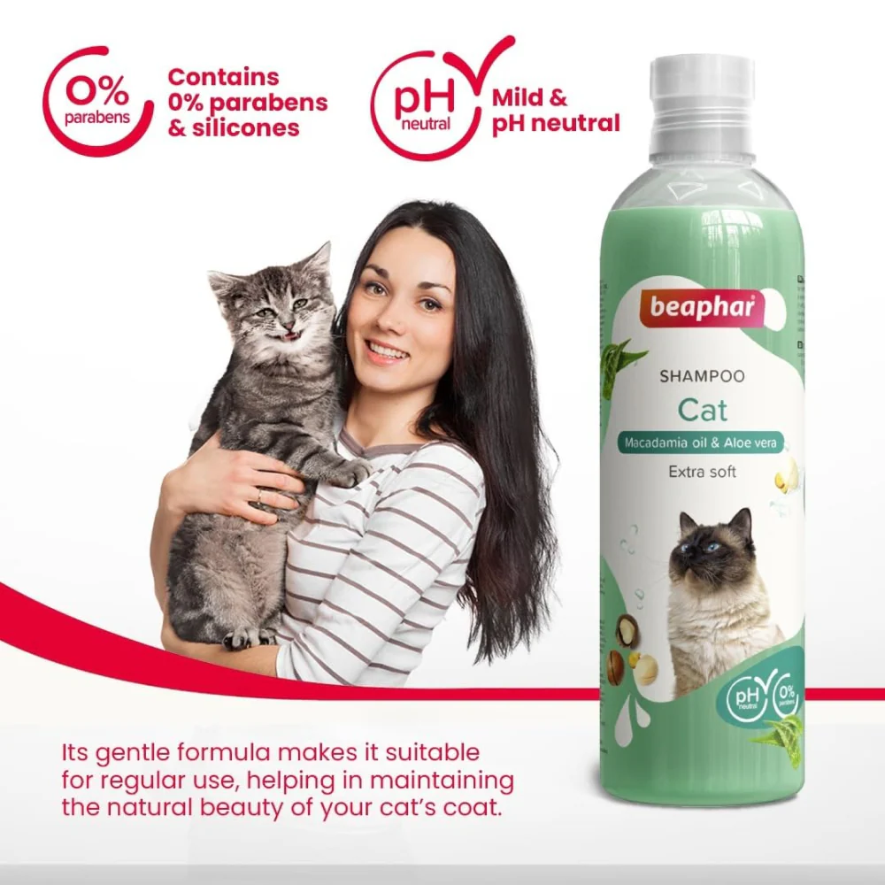 Beaphar Macadamia Oil & Aloe Vera Dryness & Itch Relief Shampoo for Cats - Image 7