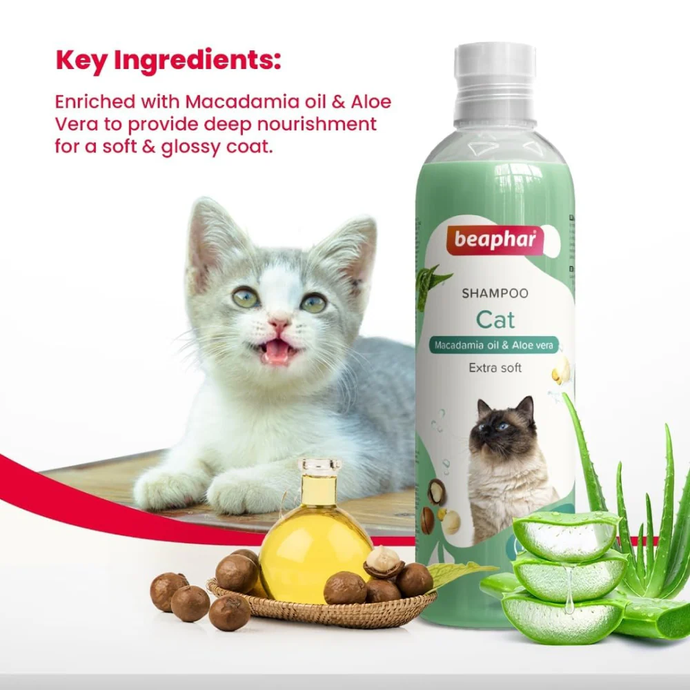 Beaphar Macadamia Oil & Aloe Vera Dryness & Itch Relief Shampoo for Cats - Image 8