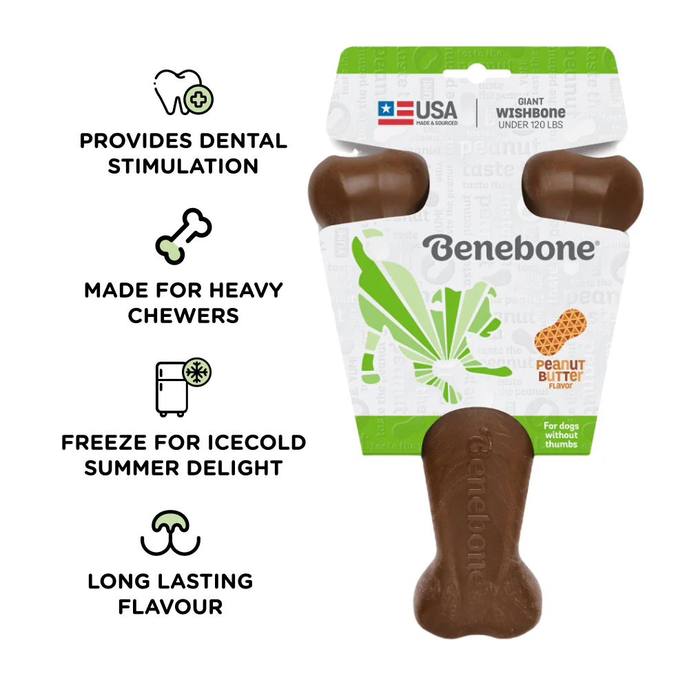 Benebone Peanut Butter Flavored Wishbone Chew Toy  for Dogs | For Aggressive Chewers - Image 2