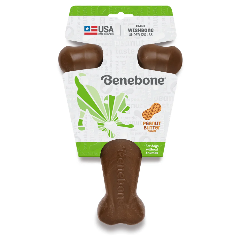 Benebone Peanut Butter Flavored Wishbone Chew Toy  for Dogs | For Aggressive Chewers - Image 3