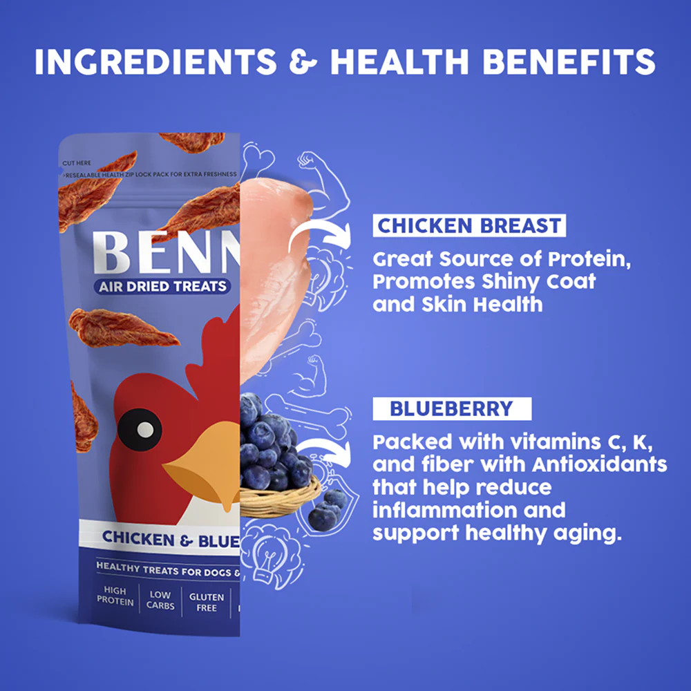 Bennys Bowl Chicken and Blueberry Jerky Dog Treats - Image 2