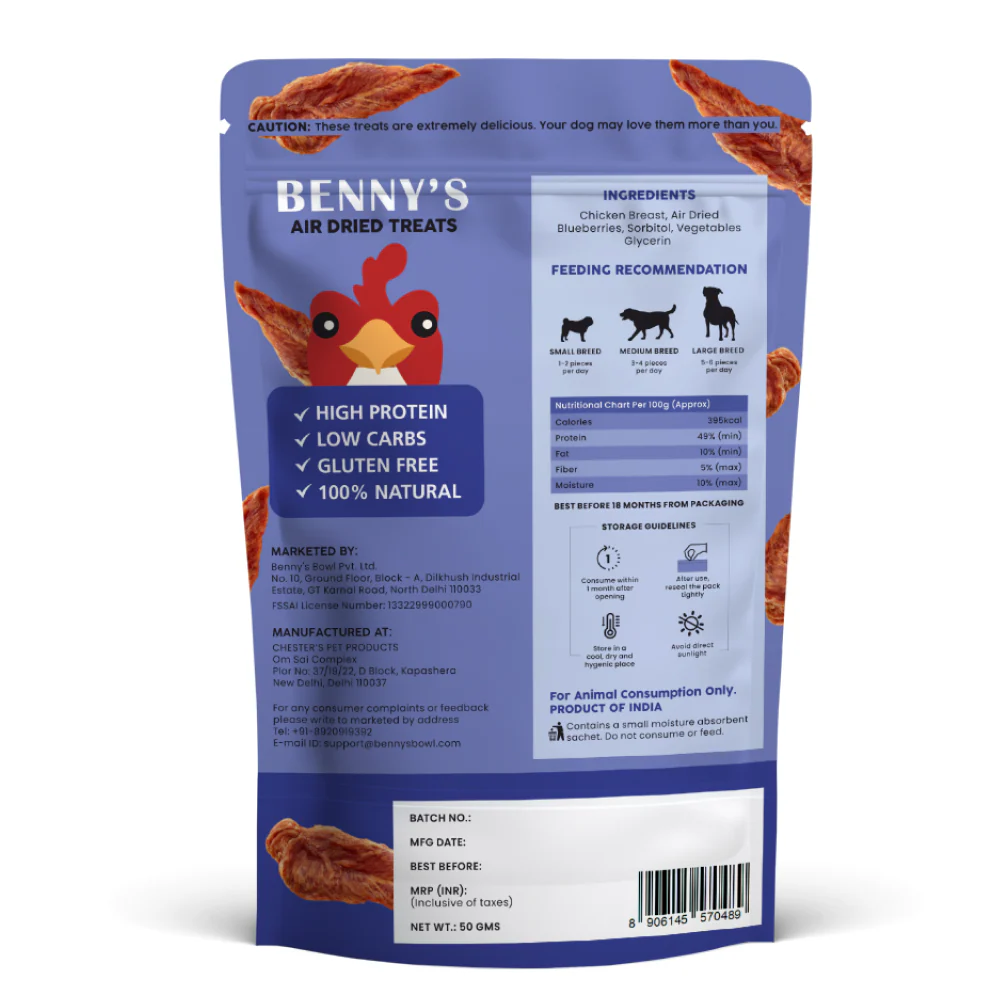 Bennys Bowl Chicken and Blueberry Jerky Dog Treats - Image 7