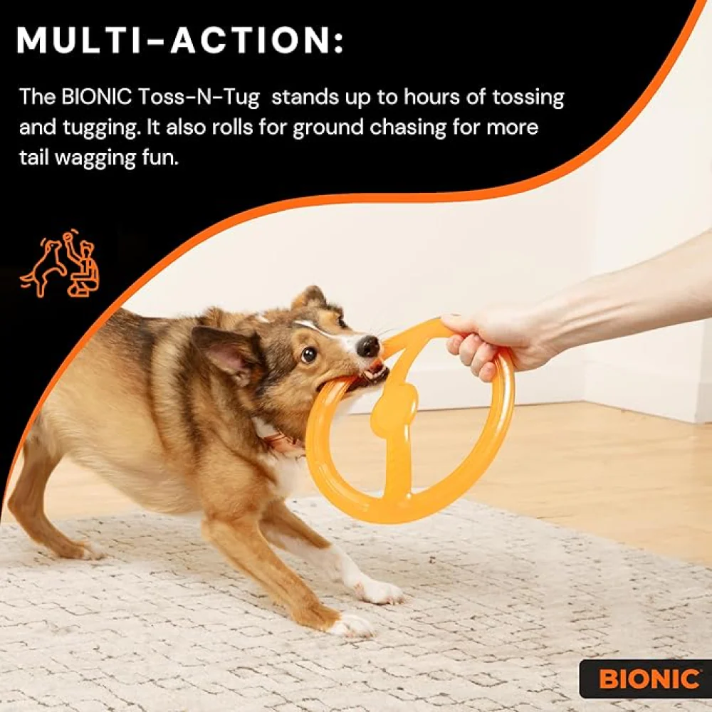 Bionic Toss N Tug Ring Toy for Dogs (Orange) - Image 6