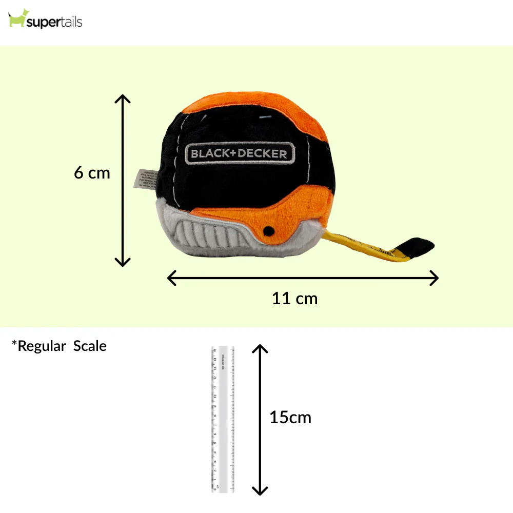 Black & Decker 3D Tape Measure Plush Toy for Dogs (Black) - Image 2