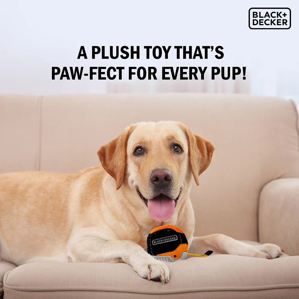 Black & Decker 3D Tape Measure Plush Toy for Dogs (Black) - Image 4