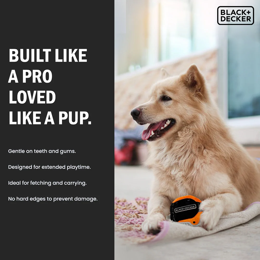 Black & Decker 3D Tape Measure Plush Toy for Dogs (Black) - Image 7