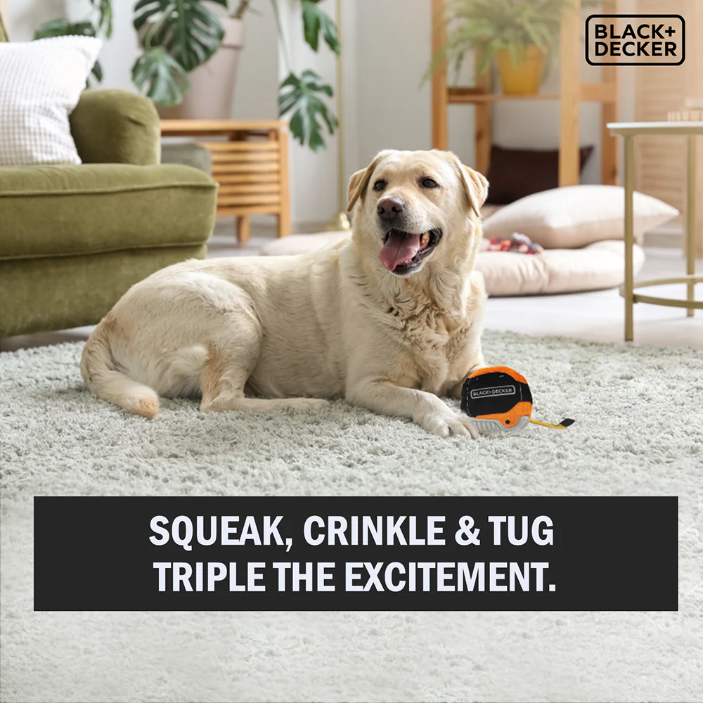 Black & Decker 3D Tape Measure Plush Toy for Dogs (Black) - Image 8