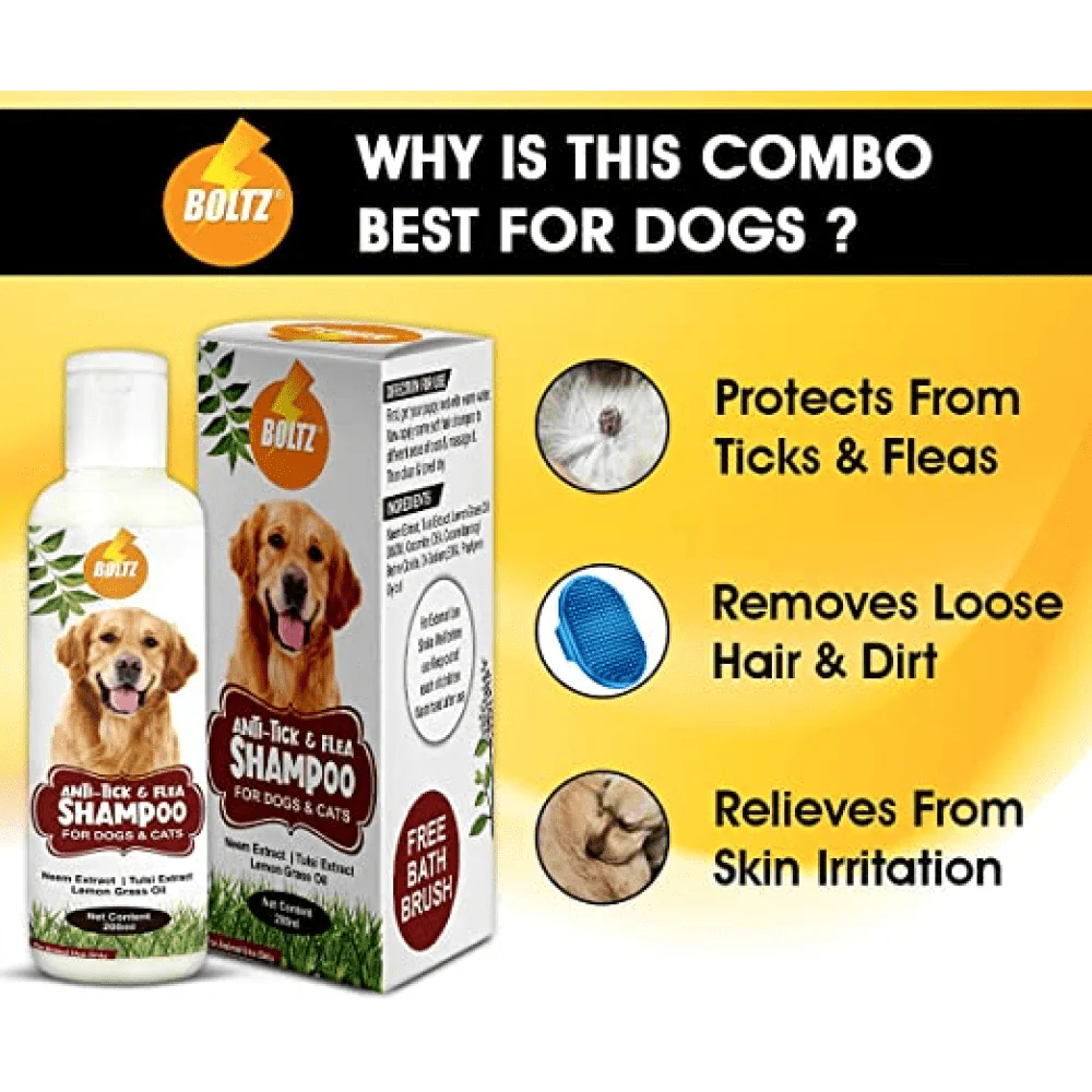 Boltz Anti Tick & Flea Shampoo with Brush for Dogs - Image 8