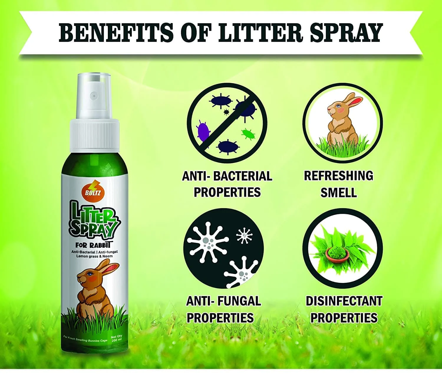 Boltz Antibacterial Litter Spray for Rabbit - Image 3