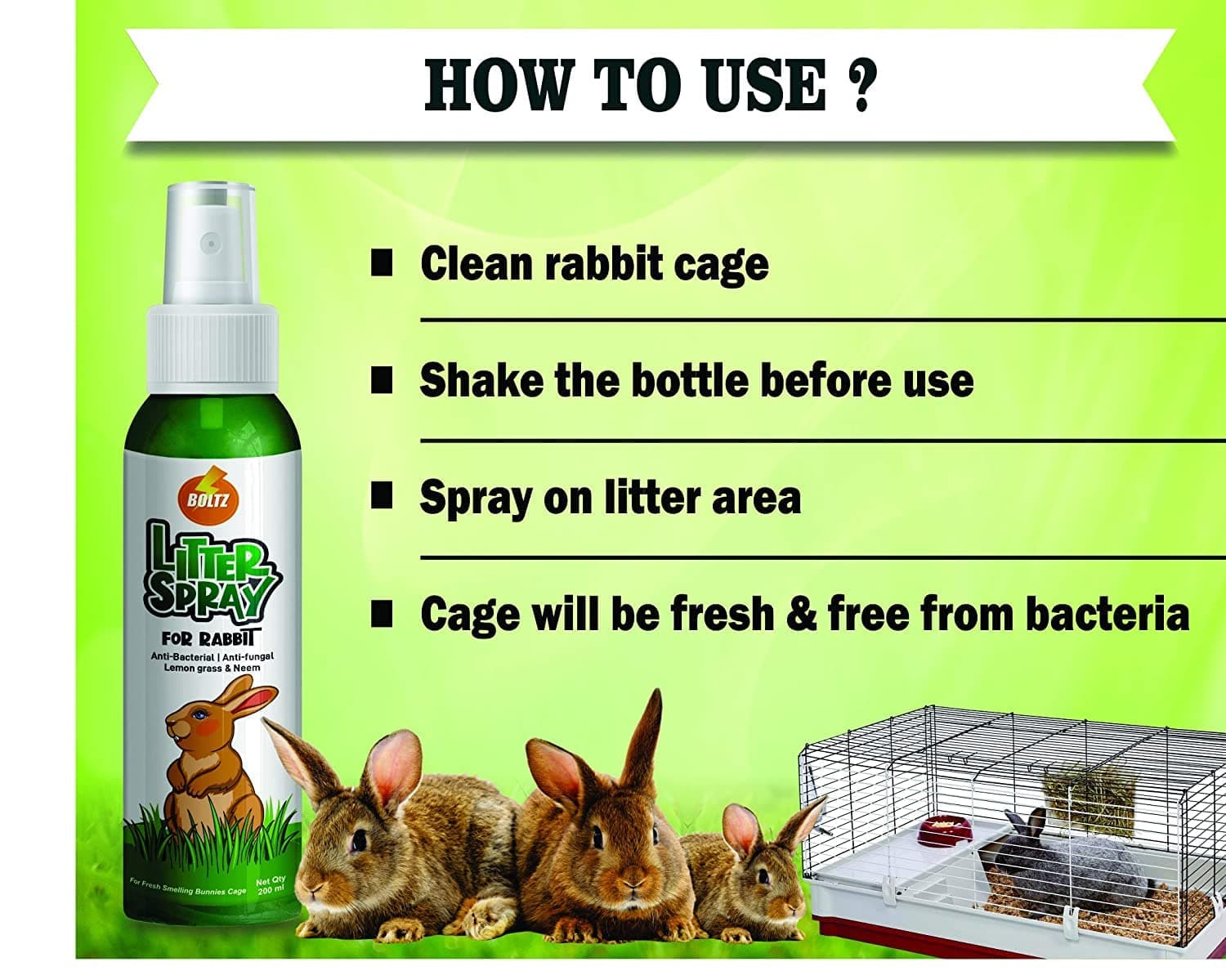 Boltz Antibacterial Litter Spray for Rabbit - Image 7