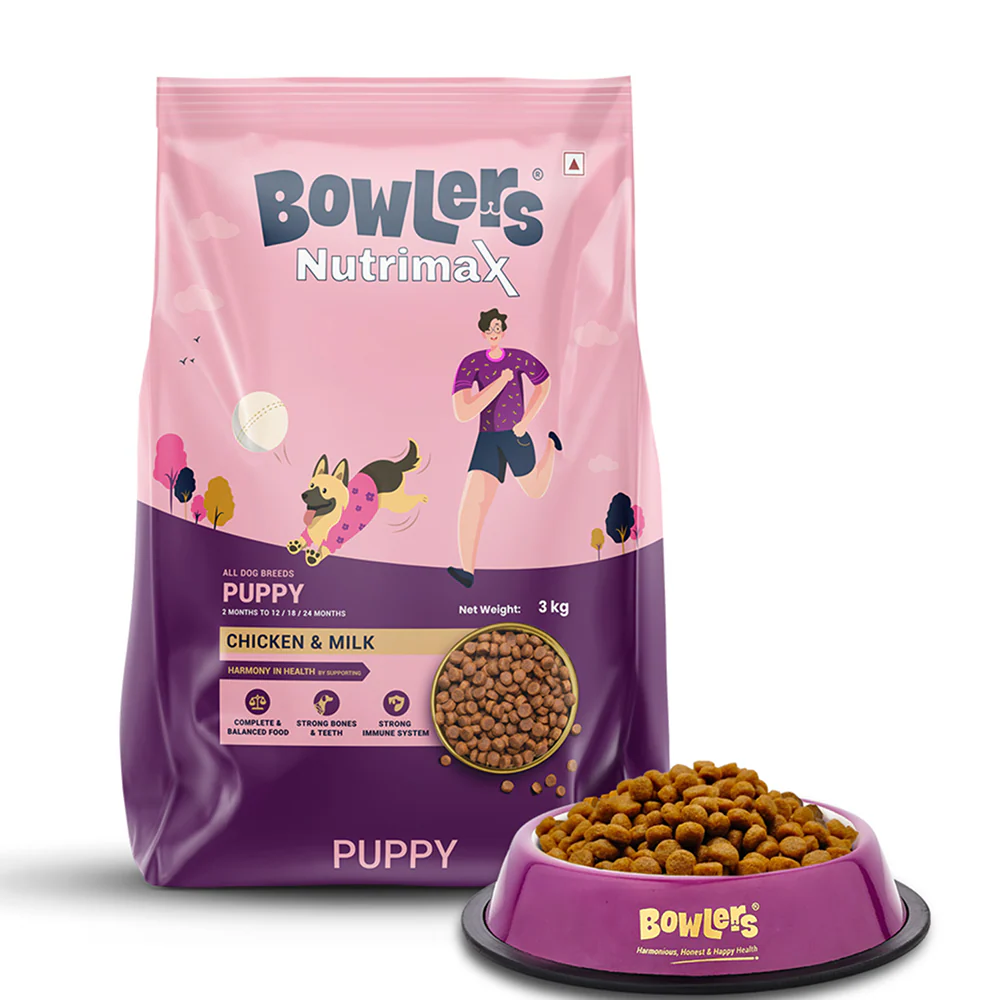 Bowlers Chicken & Milk Nutrimax Puppy Dog Dry and Chicken & Liver Recipe in Gravy Puppy Dog Wet Food Combo - Image 7