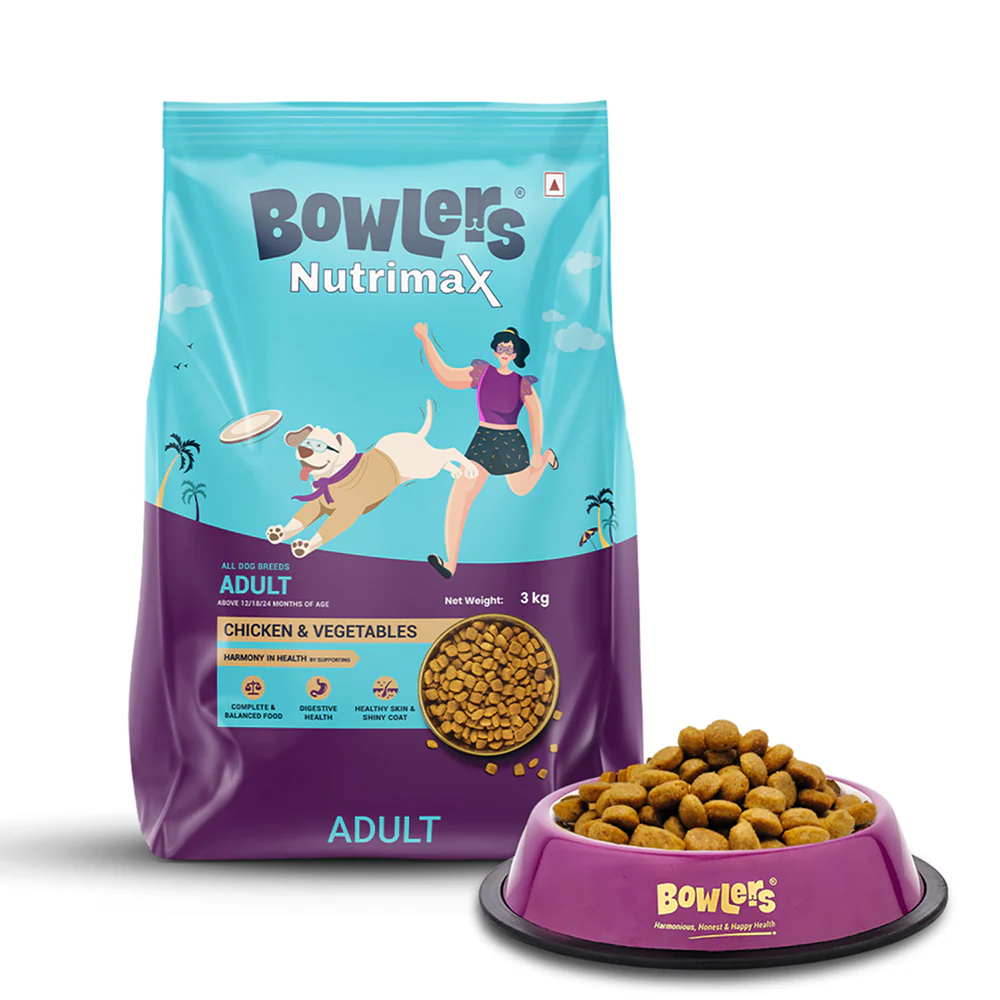 Bowlers Nutrimax Chicken & Vegetables Adult Dry and Lamb in Gravy Adult Dog Wet Food Combo - Image 7