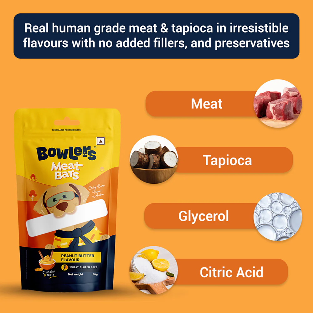 Bowlers Peanut Butter Flavour Meat Bars Dog Treats - Image 2