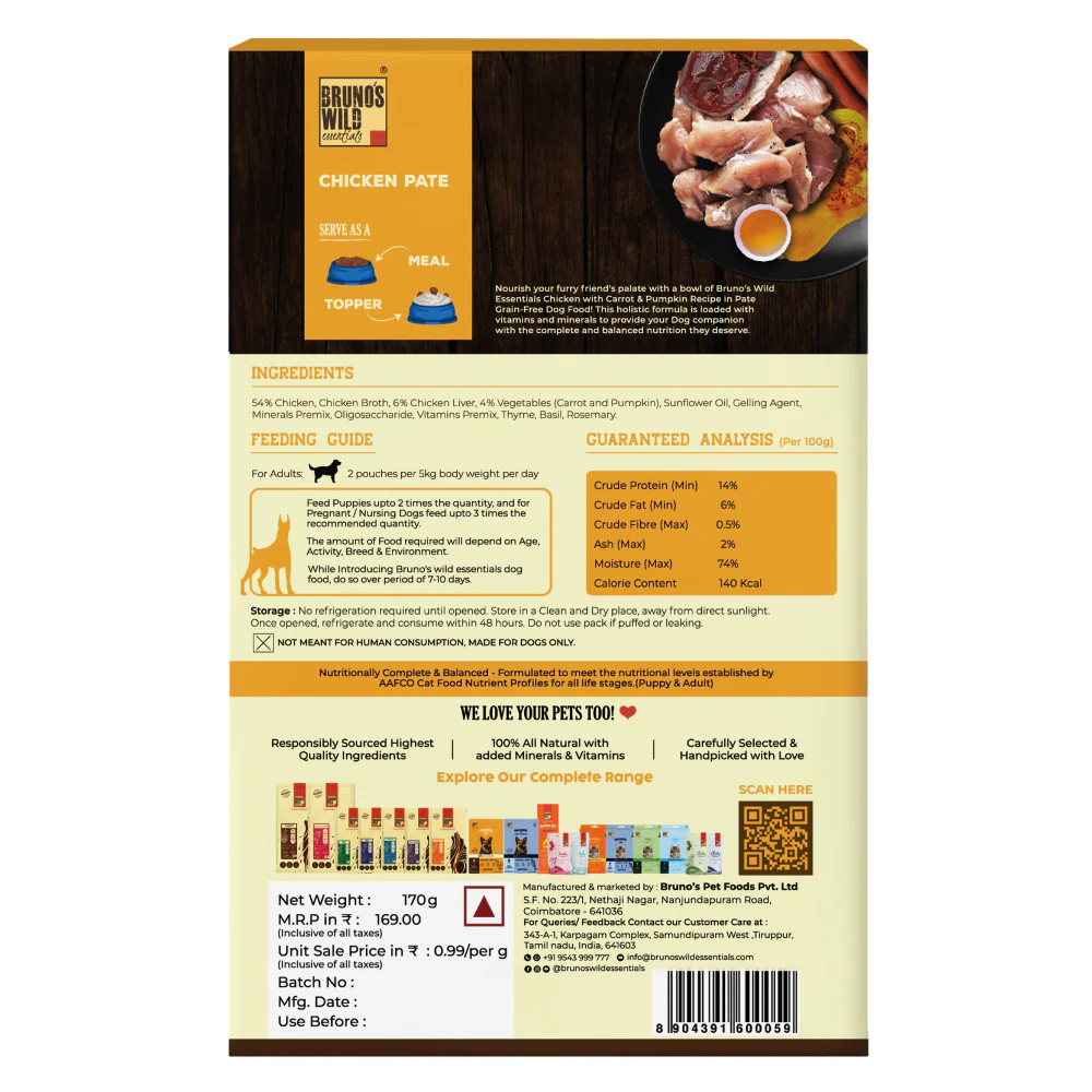 Bruno's Wild Essentials Chicken Pate Dog Wet Food - Image 5
