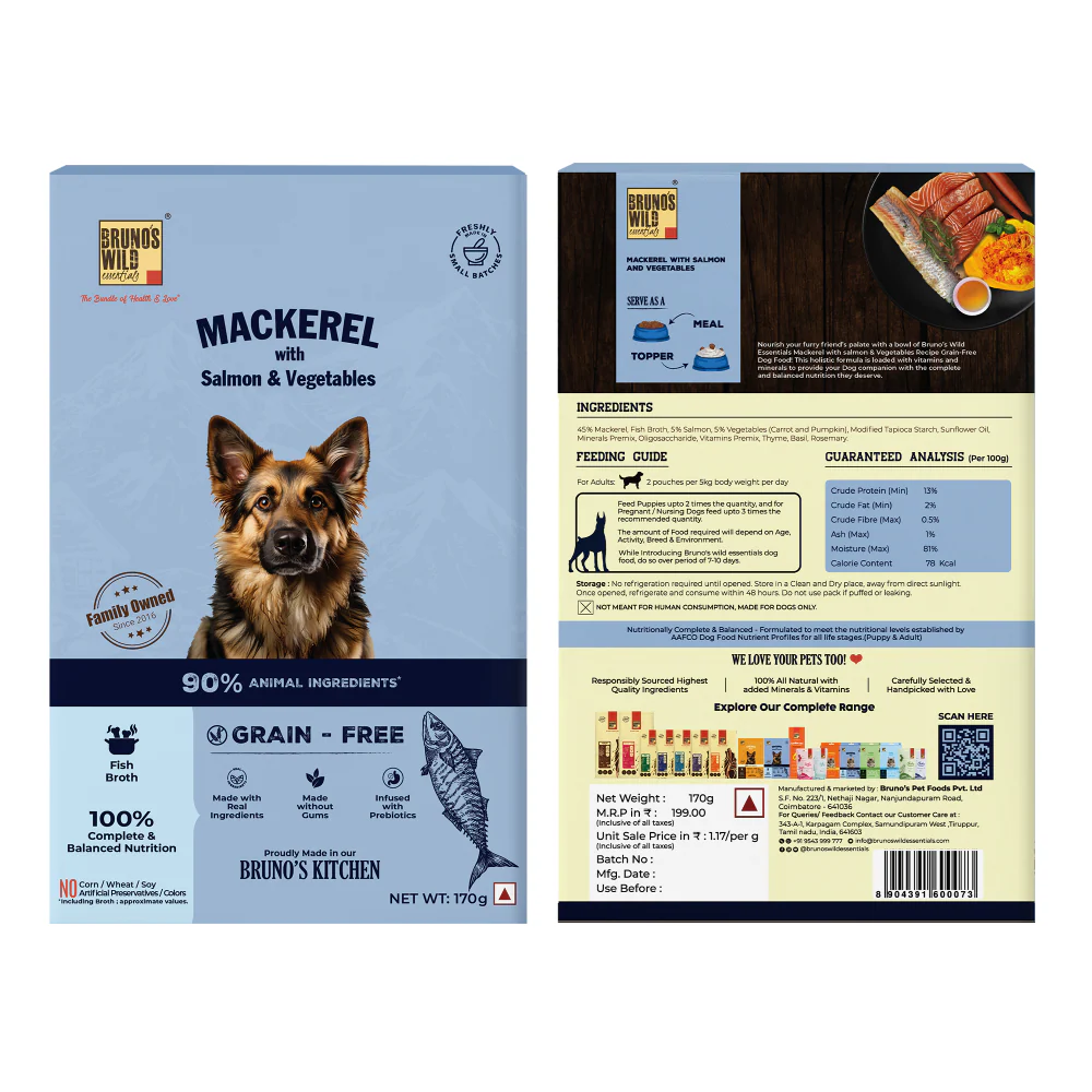 Bruno's Wild Essentials Mackerel with Salmon & Vegetables Dog Wet Food - Image 3
